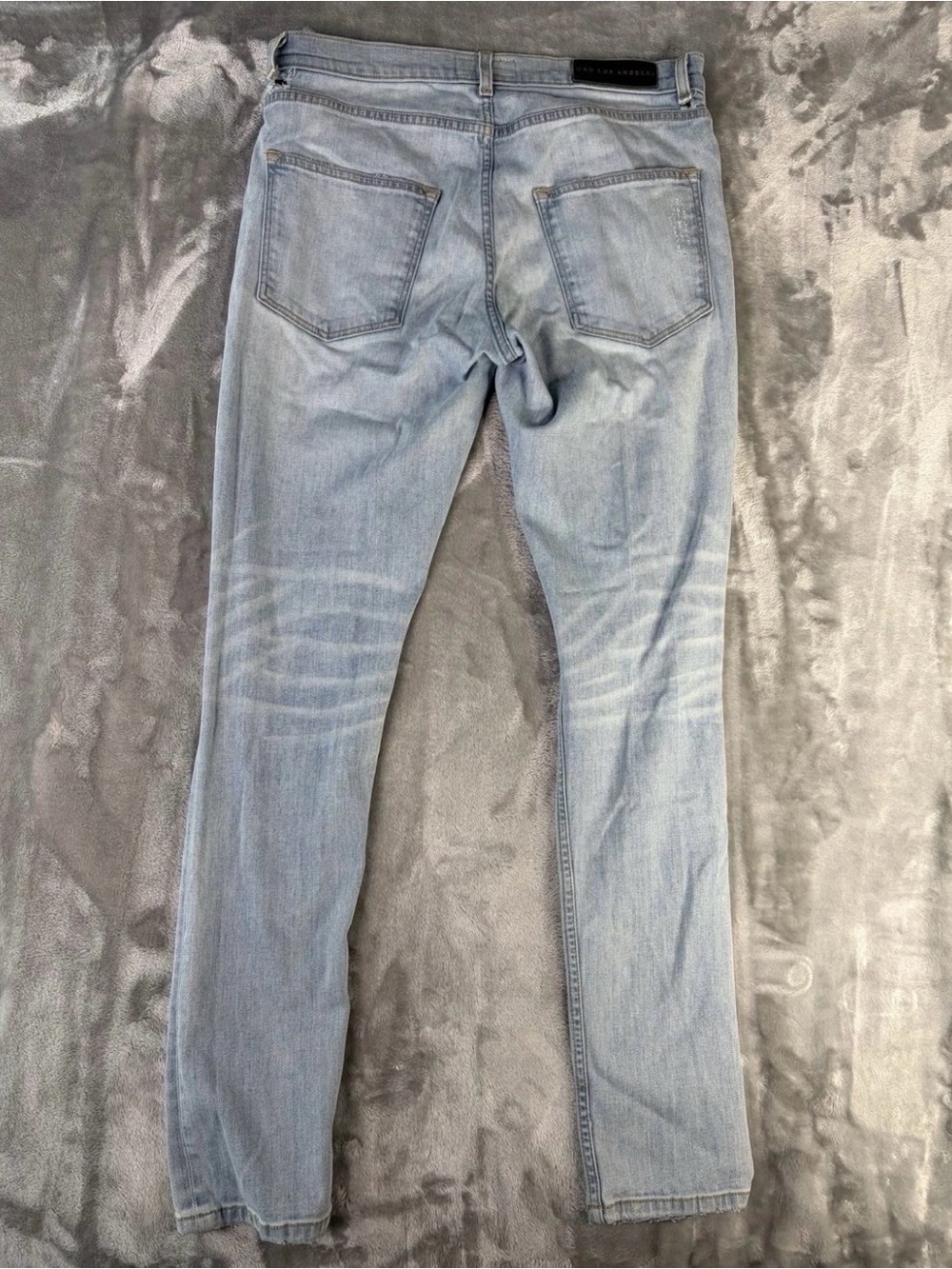 Oro Los Angeles Mens Jeans Sz 34x30 Distressed Ripped LightBlue Wash Broken Loop - Picture 9 of 11